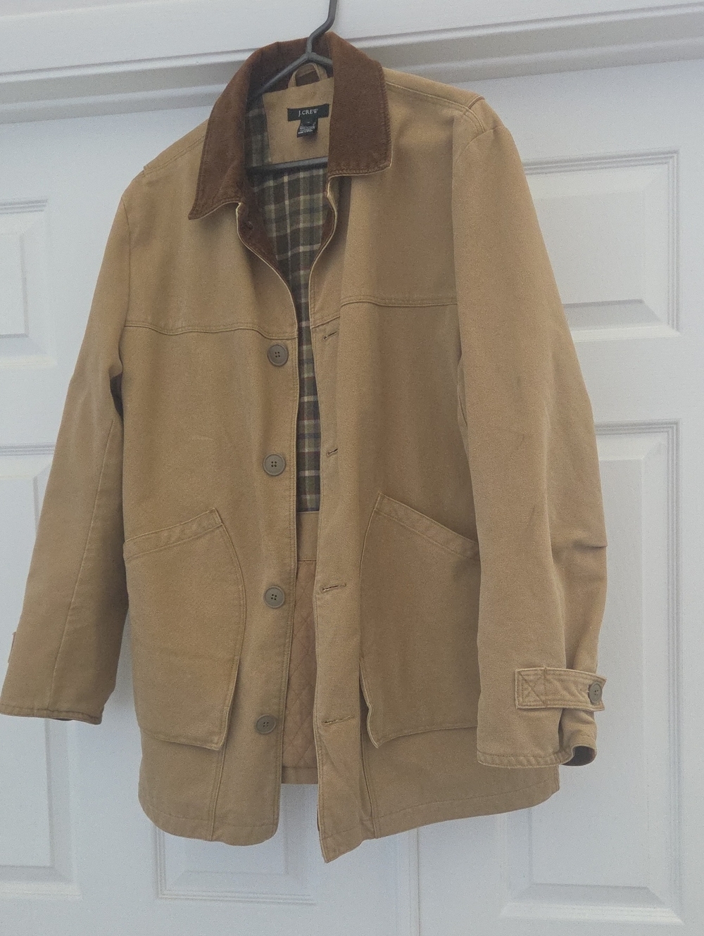 J. Crew Tan Canvas Field Coat with Brown Corduroy Collar